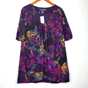 French connection style 71C5P bubble sleeve tunic dress size 8 multicolored NWT